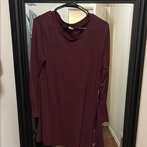 Asymmetrical Red Long Sleeve Tunic